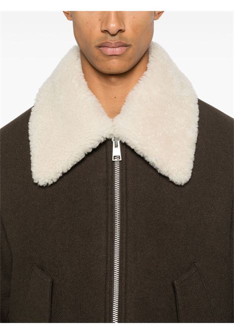 Giacca stile pilota con colletto in shearling in marrone Ami Paris - uomo AMI PARIS | HJK060WV0049221